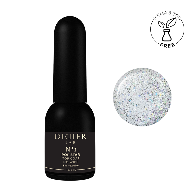 Pop Star, No1 Gel Polish Top coat no wipe "Didier Lab", Pop Star, No1