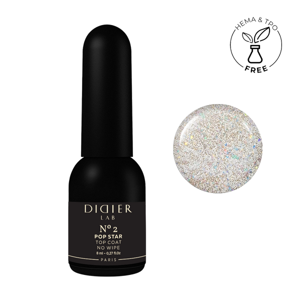 Τζελ Βερνίκι Top Coat no wipe "Didier Lab", Pop Star, No2